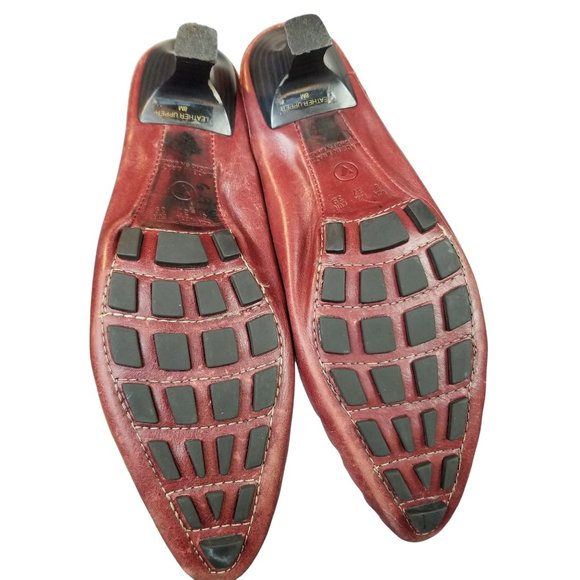 Red leather pointed mocassin heels Via Uno size 8 - Picture 9 of 14